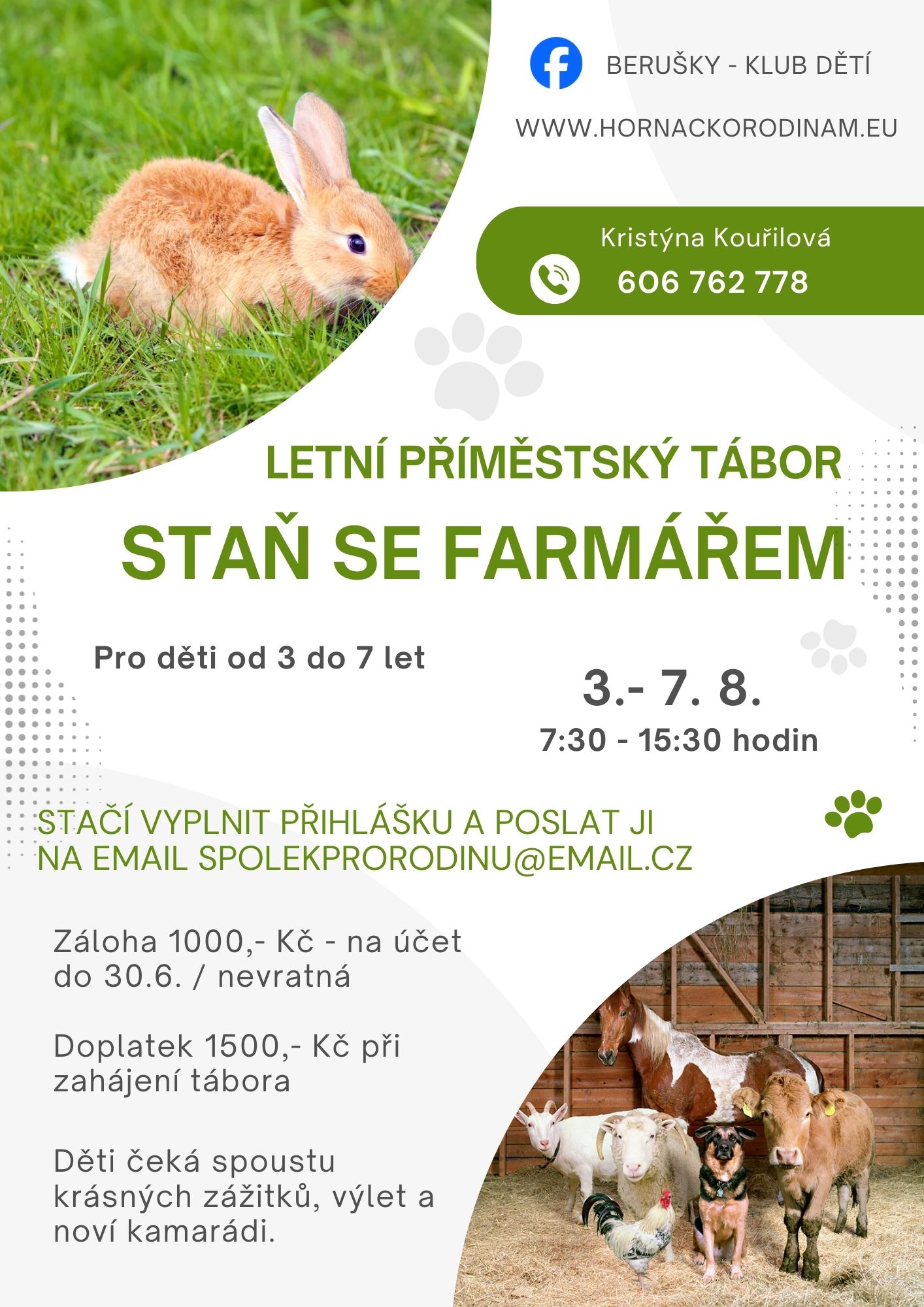 Plakát — Staň se farmářem – letní příměstský tábor