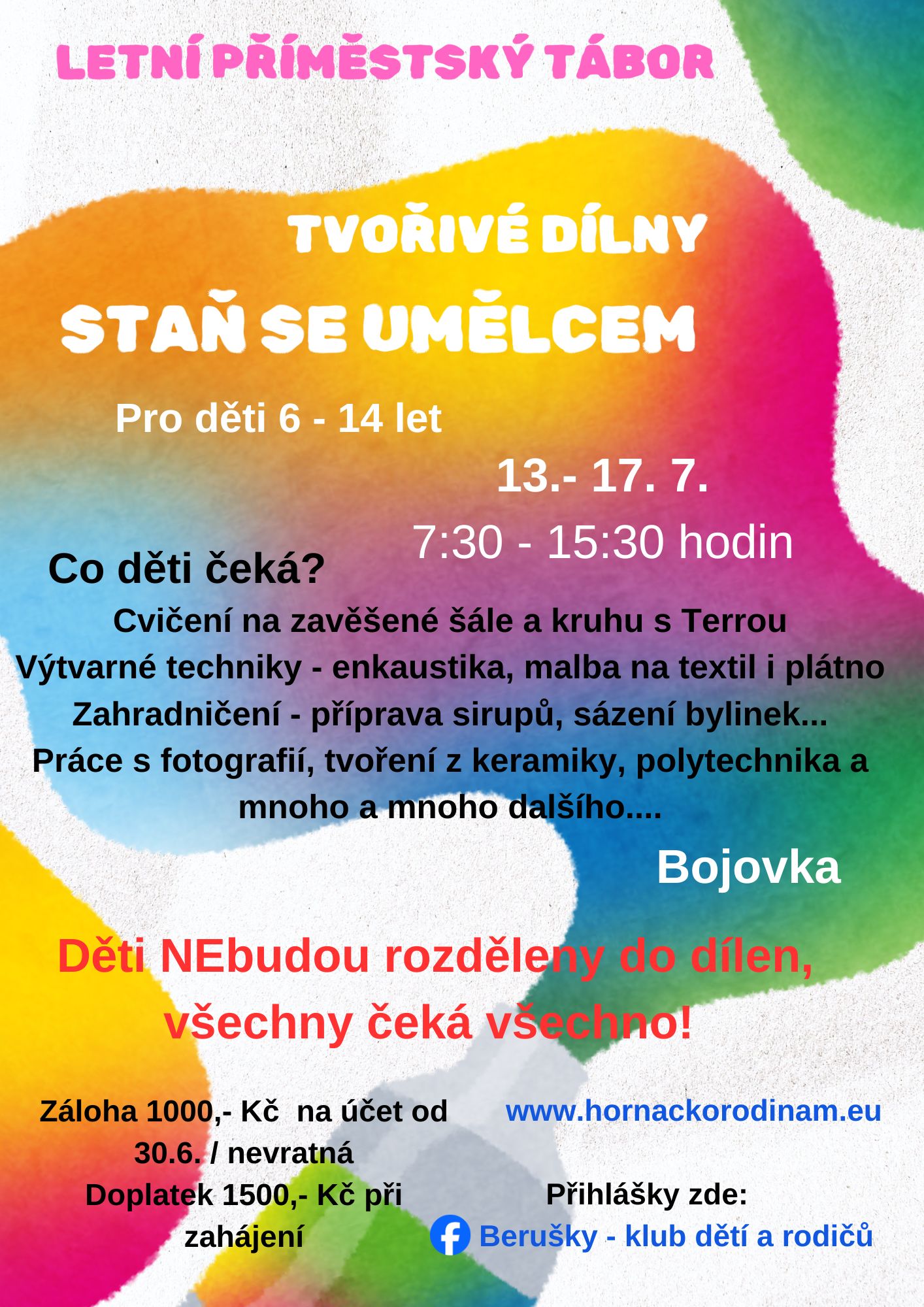 Plakát — Staň se umělcem – tvořivé dílny